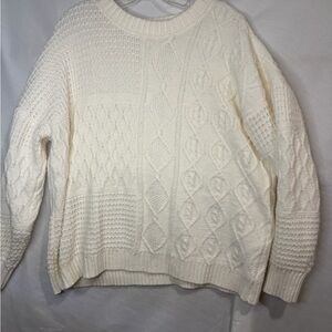 Time and Tru Ivory Cable Knit Sweater XXL, oversized, cozy